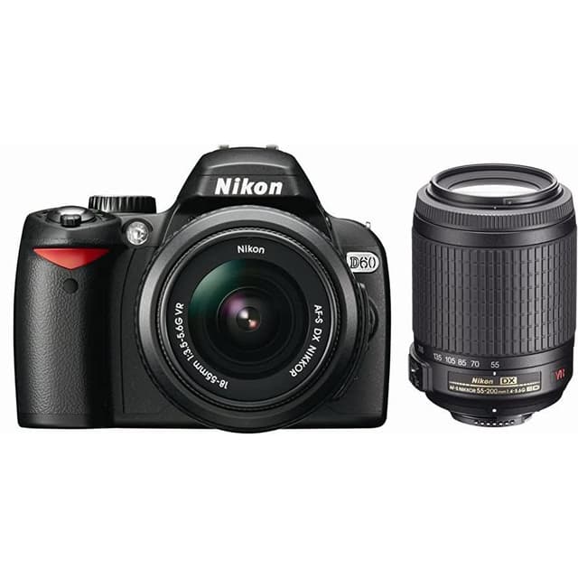 D60 SLR - Black + Nikon AF-S DX Nikkor 18-55mm f/3.5-5.6G VR + AF-S DX Nikkor 55-200mm f/4-5.6G VR f/3.5-5.6 + f/4-5.6