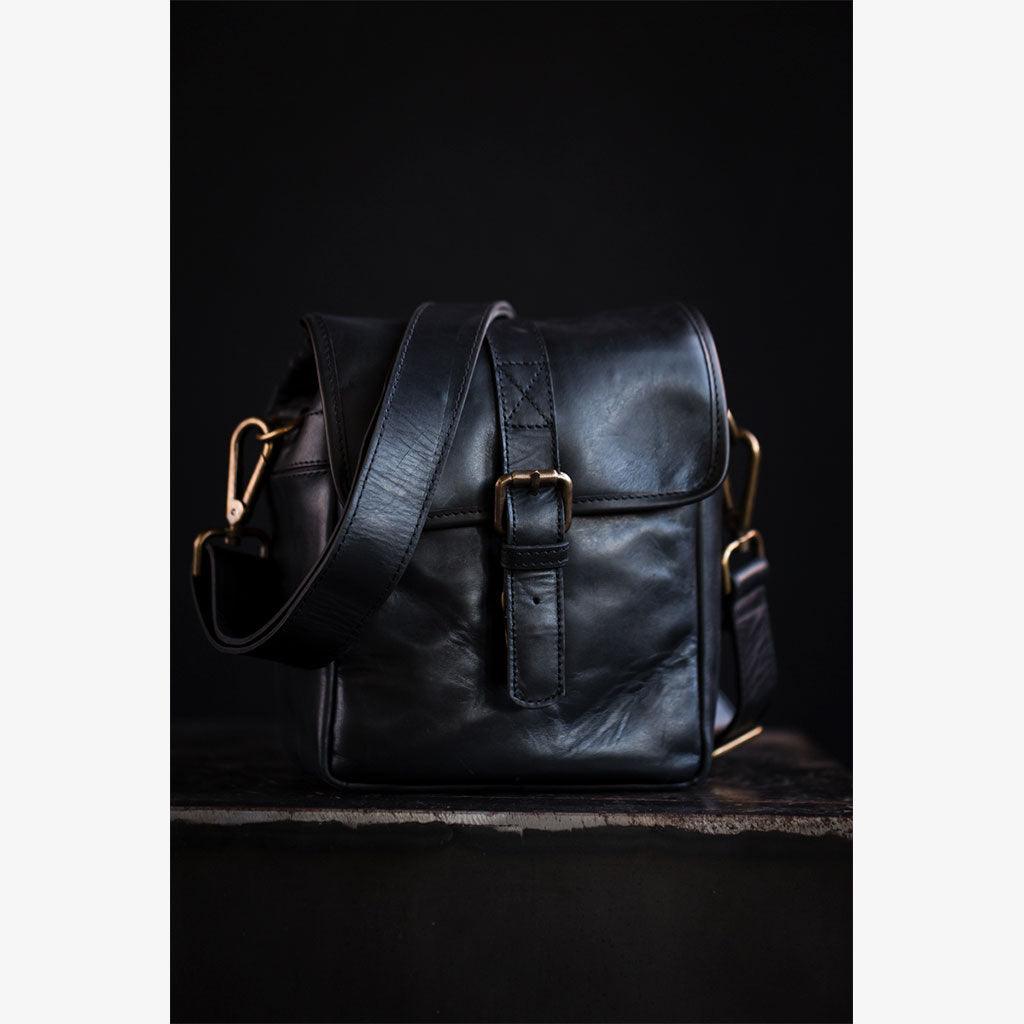 Berlin Black Leather Camera Bag