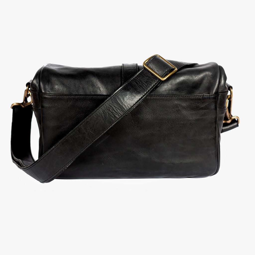 París Black Leather Camera Bag