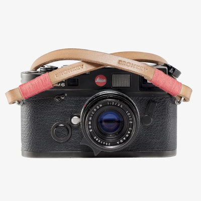 Tokyo #103 - Tanned & Red leather camera strap