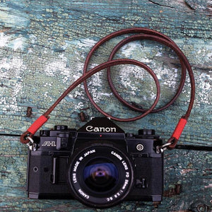 Tokyo #102 - Brown & Red leather camera strap