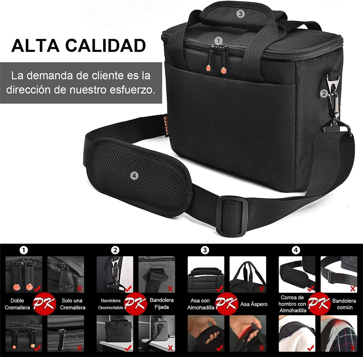 FOSOTO Bolsa Funda Cámara Réflex Digital DSLR SLR Antigolpe Impermeable de Hombro para 1 Cámara,1 ó 2 Lentes y Accesorios de Fotos para Canon 700D 1200D 600D, Nikon Sony a7 II a6400, Panasonic